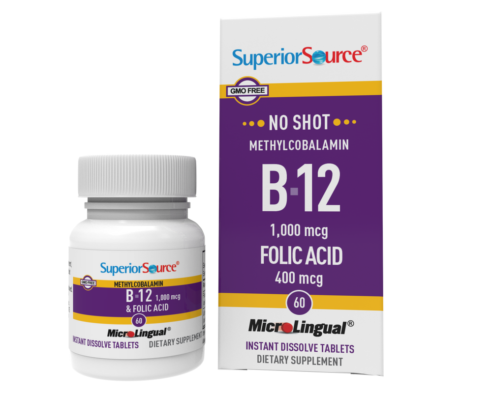 Superior Source NO SHOT Methylcobalamin B-12 1,000 mcg/ Folic Acid 400 mcg