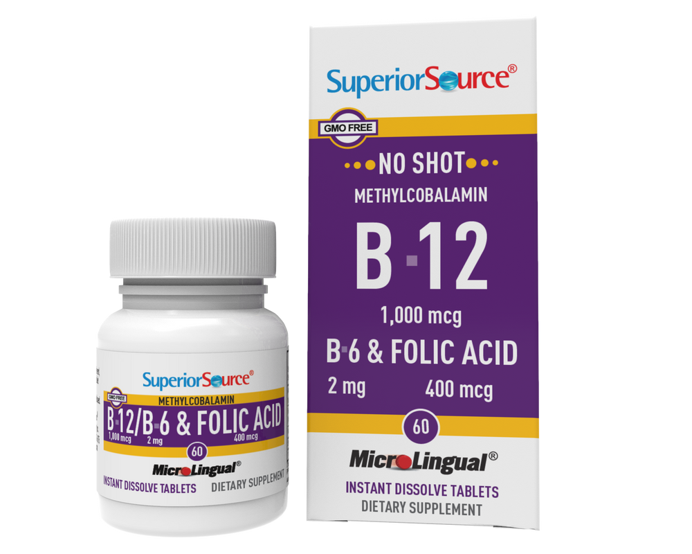 Superior Source NO SHOT Methylcobalamin B-12 1,000 mcg / B-6 / Folic Acid