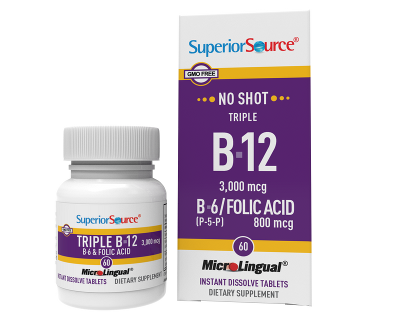Superior Source NO SHOT Triple B-12 3,000 mcg / B-6 / Folic Acid 800 mcg