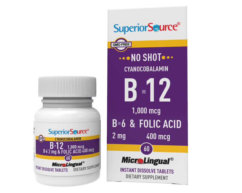 Superior Source NO SHOT B-12 1,000 mcg (as Cyanocobalamin) / B-6 / Folic Acid 400 mcg