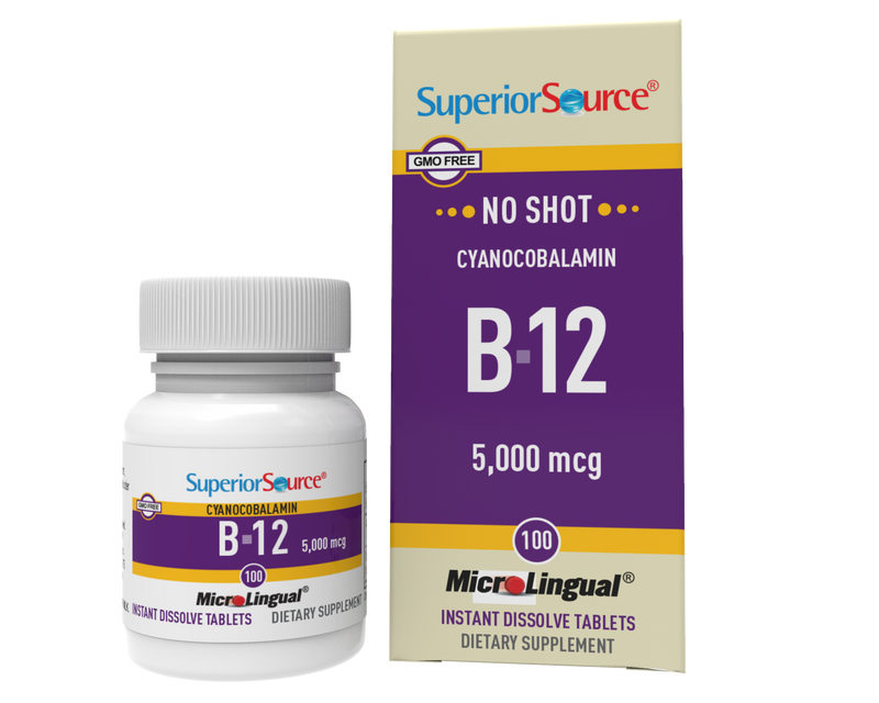 Superior Source NO SHOT B-12 5,000 mcg (as Cyanocobalamin)